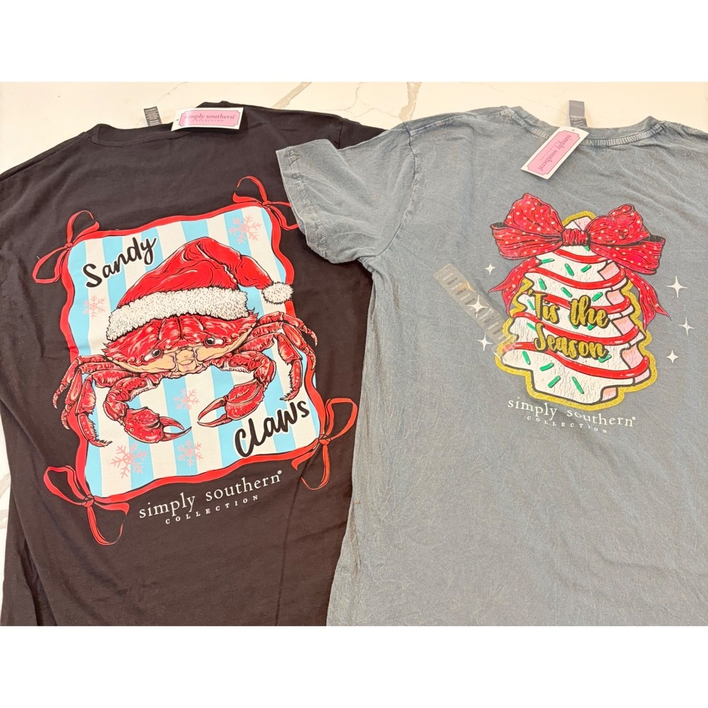 Simply Southern Christmas Graphic T-Shirt M Black‎ Blue Holiday, Xmas, Gift, Tee